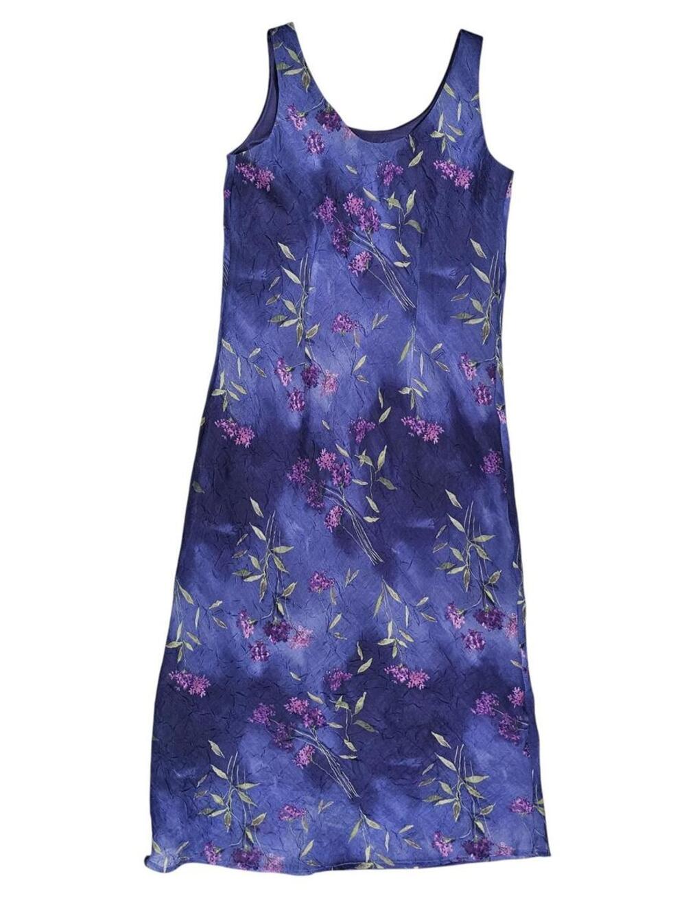 K Petite Purple Floral Sleeveless Midi Dress VTG 6P Vacation Ready - Picture 7 of 9